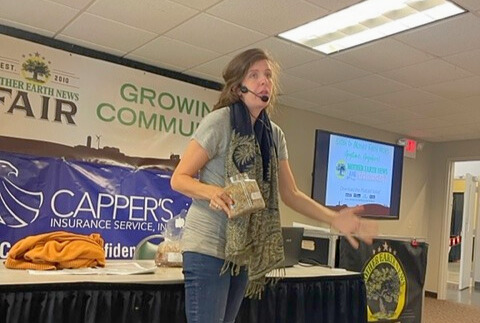 erin hamilton speaking at mother earth news faire erie pa teaching how to grow mushrooms