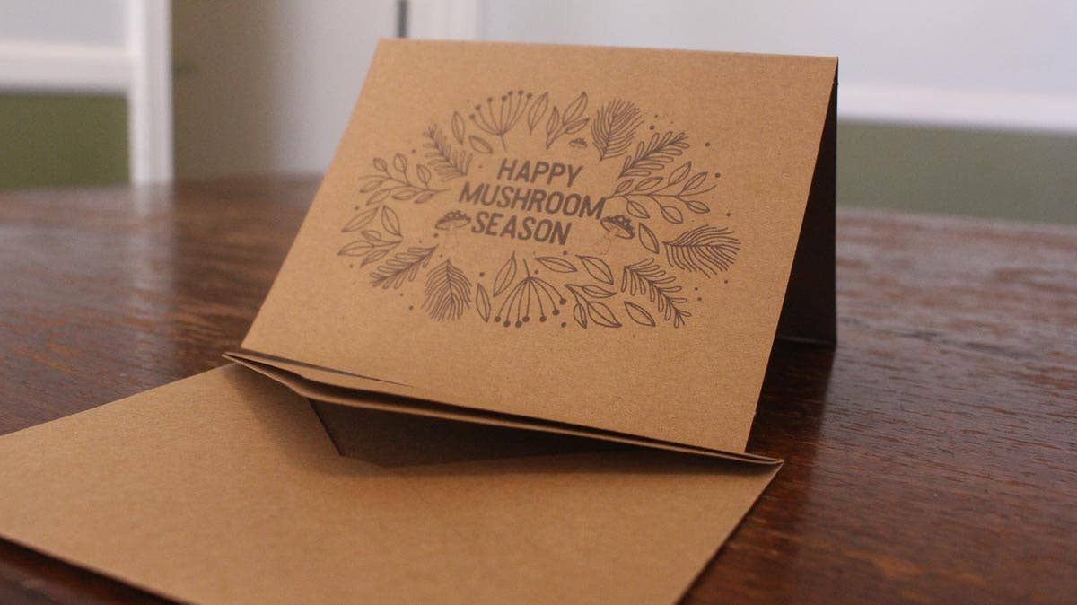 Happy Mushroom Season - Mushroom Fall Autumn Greeting Card - The Mushroom Conservatory